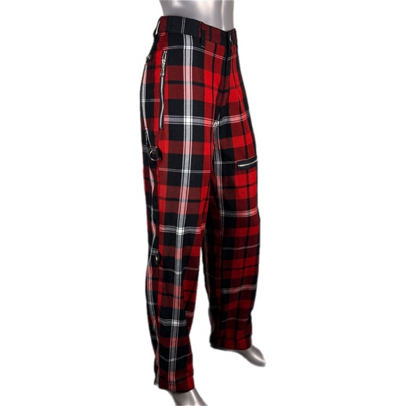 Morbid Threads | Red & Black Plaid Zipper & Ring Pants - Picture 4 of 13
